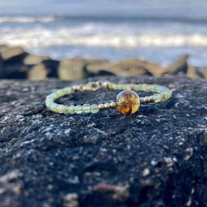 Green Garnet & Amber Gold healing Bracelet