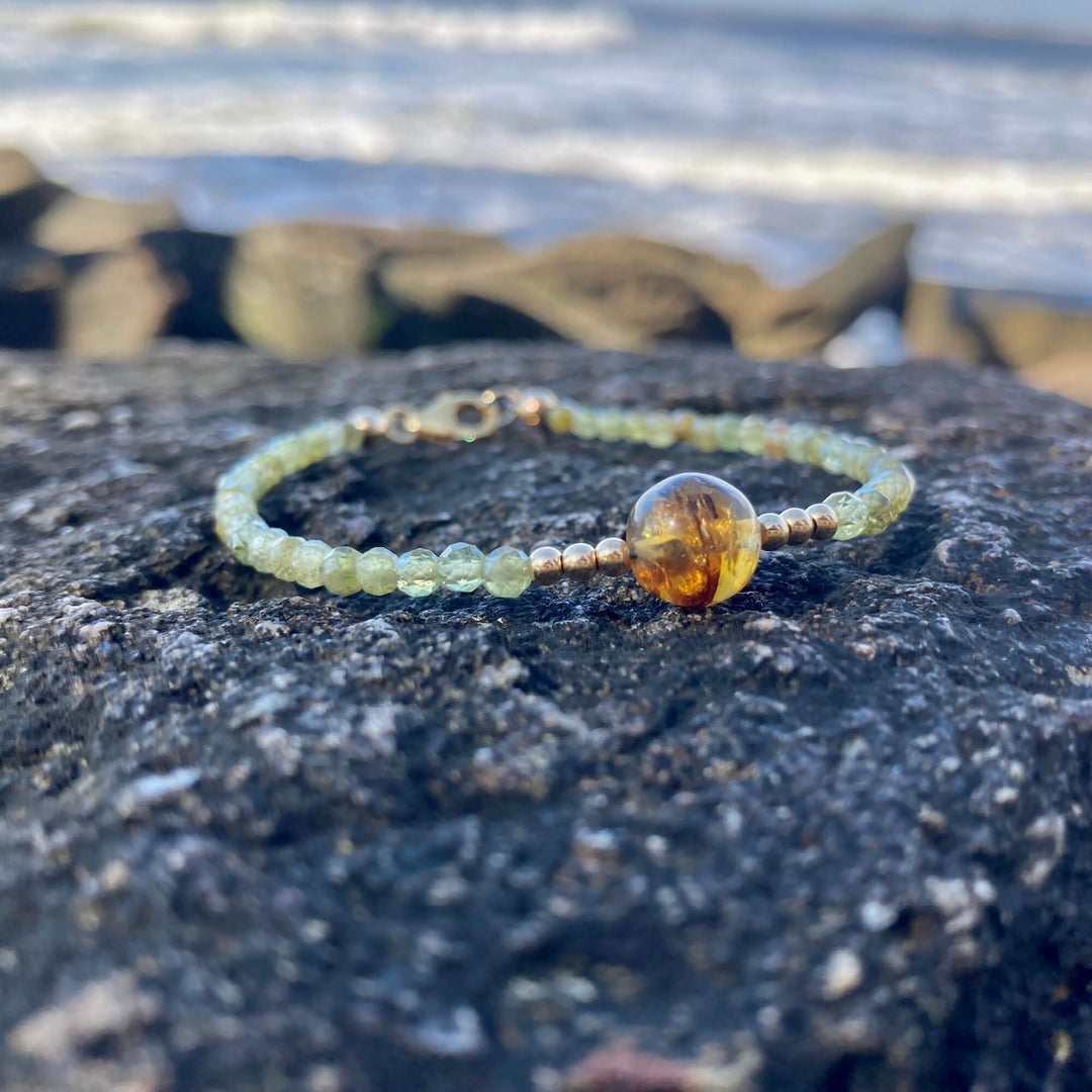 Green Garnet & Amber Gold Bracelet