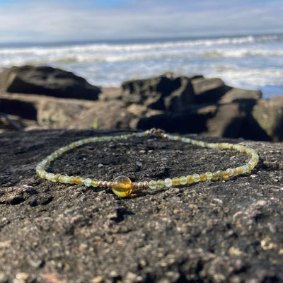 Green Garnet & Amber Gold healing crystal Necklace