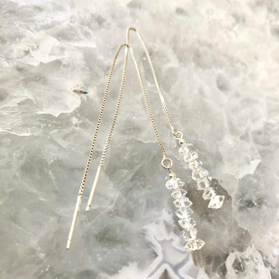 Herkimer Diamond Thread Earrings for healing