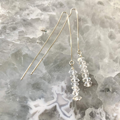 Herkimer Diamond Crystal Thread Earrings