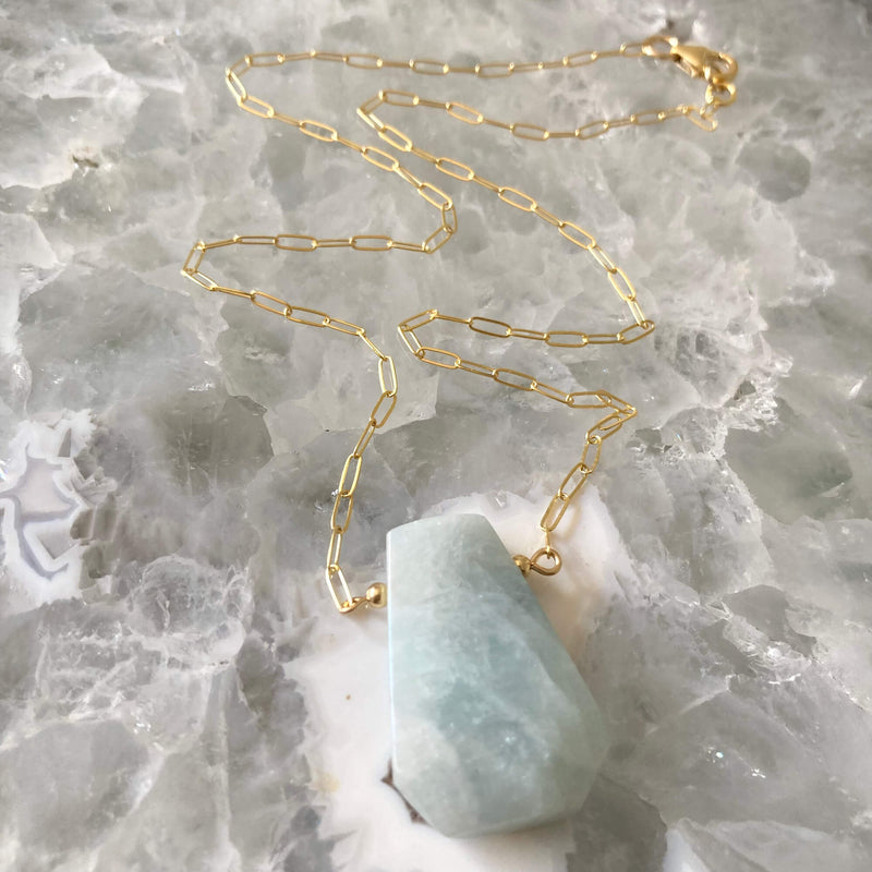 I Am Courageous Aquamarine healing and Gold Necklace