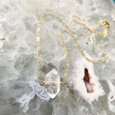 I Am Guided Clear Quartz and Gold empowerment Necklace