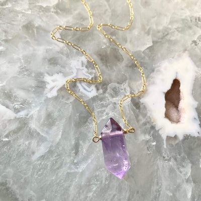 I Am Zen Amethyst and Gold Necklace