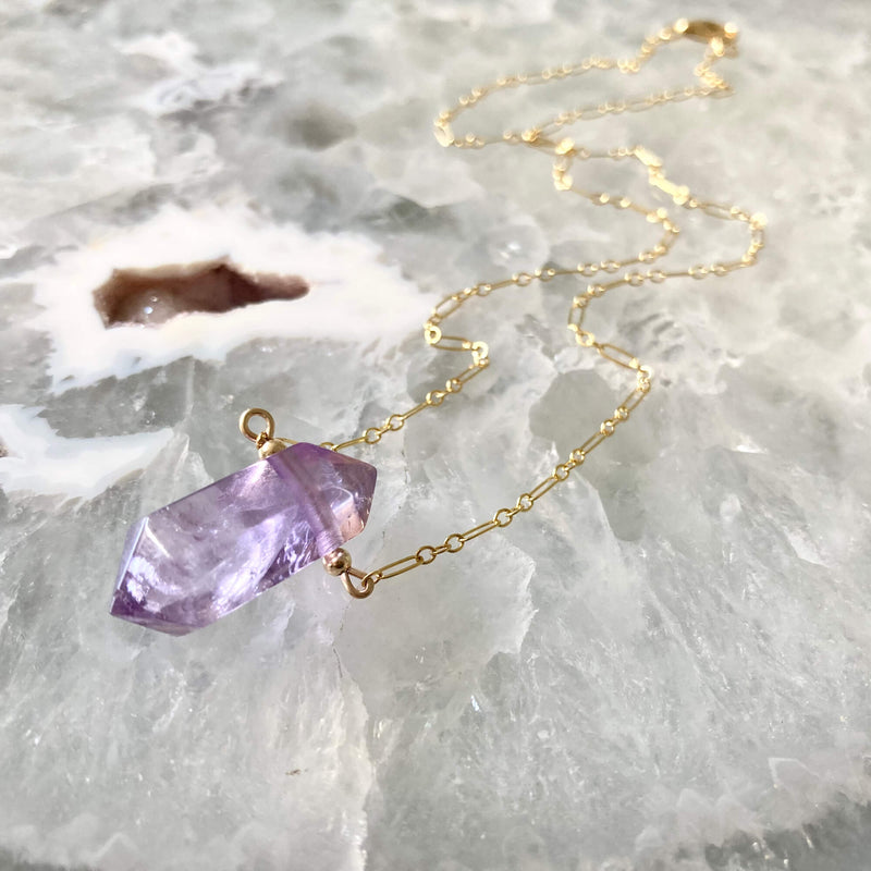 I Am Zen Amethyst and Gold Necklace for tranquility