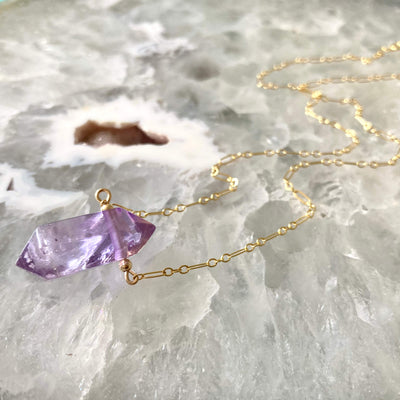 I Am Zen Amethyst and Gold Crystal HealingNecklace