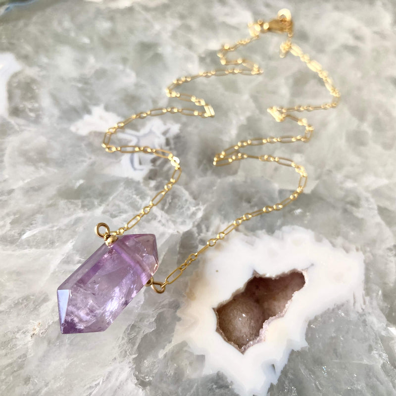 I Am Zen Healing Amethyst and Gold Necklace