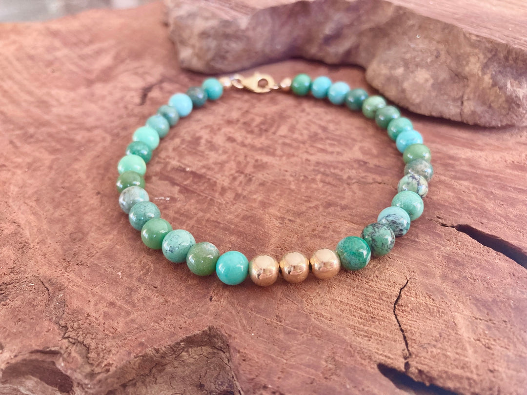 Trusting the Hearts Knowing - Chrysoprase - Gold Men's Bracelet