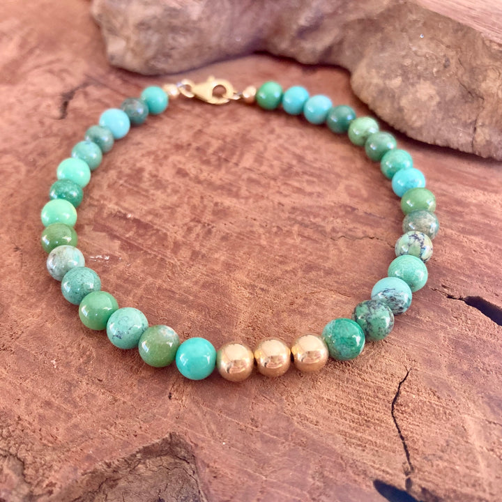 Trusting the Hearts Knowing - Chrysoprase - Gold Men's Bracelet