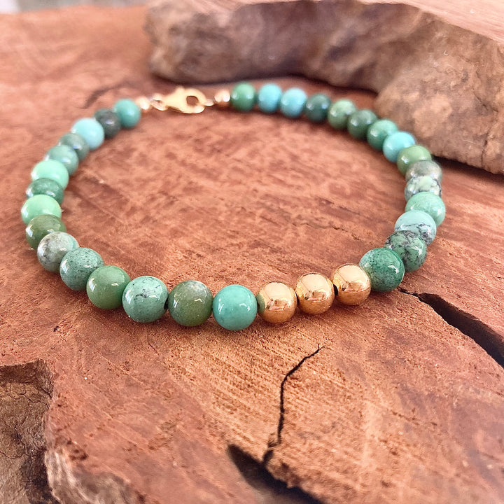 Trusting the Hearts Knowing - Chrysoprase - Gold Men's Bracelet