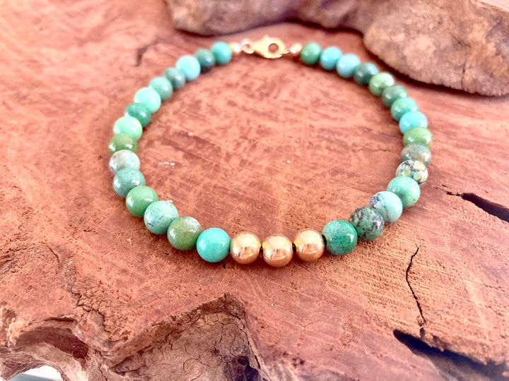 Trusting the Hearts Knowing - Chrysoprase - Gold Men's Bracelet