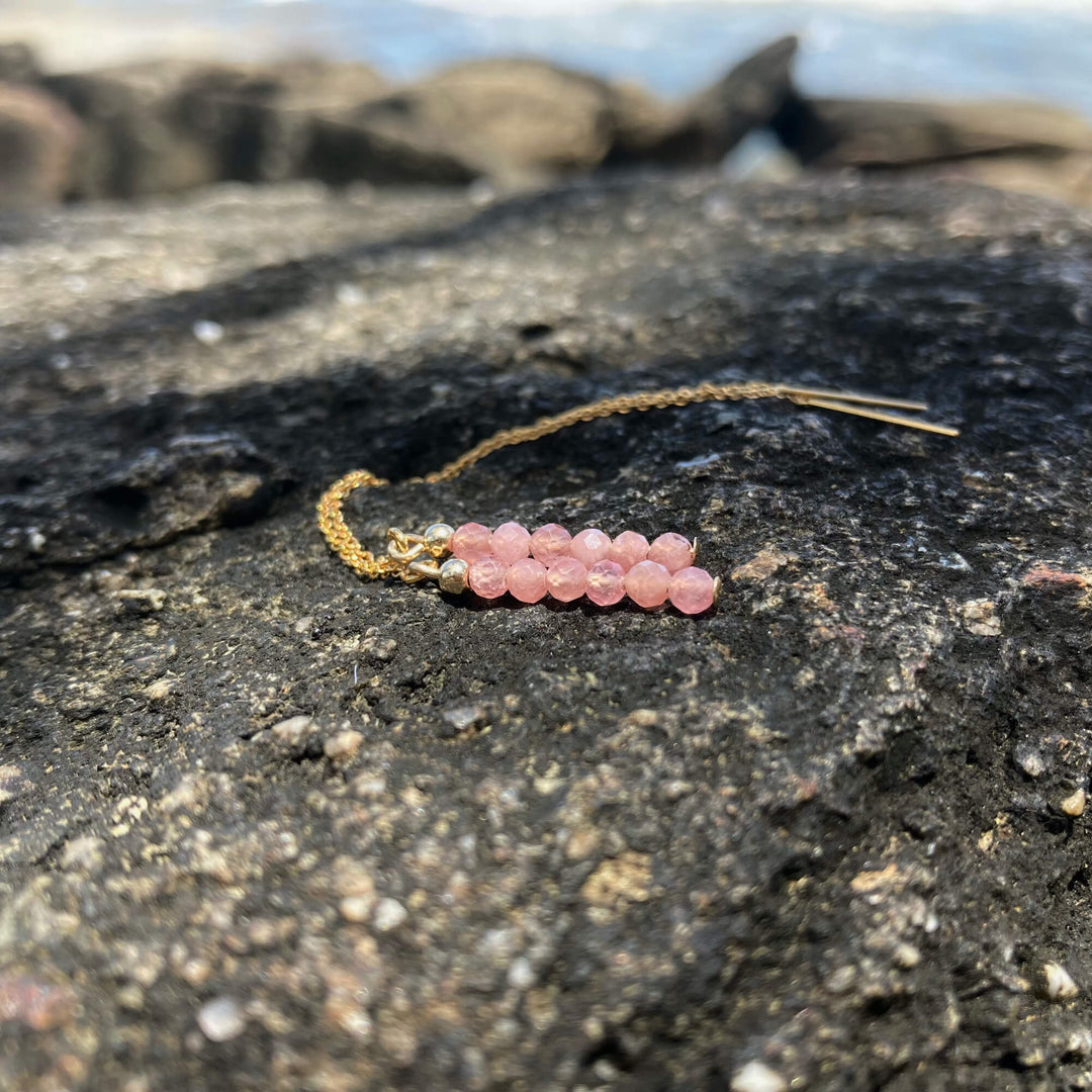 Rhodonite Gold Thread Earrings