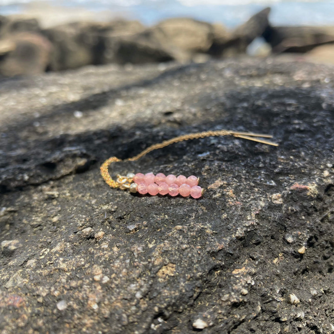 Rhodonite Gold Thread Earrings for healing