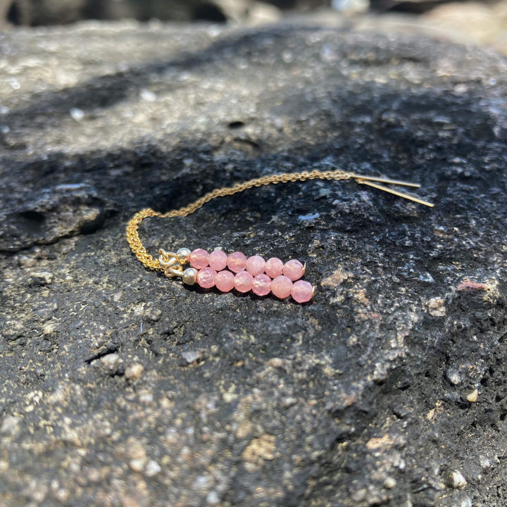 Rhodonite Gold Thread Healing Earrings