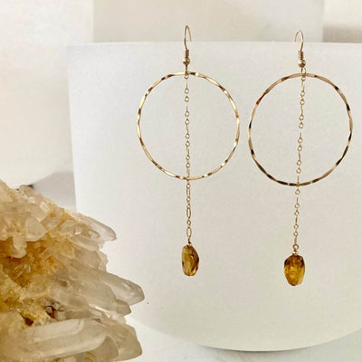 Golden Priestess - Hoop & Amber Earrings