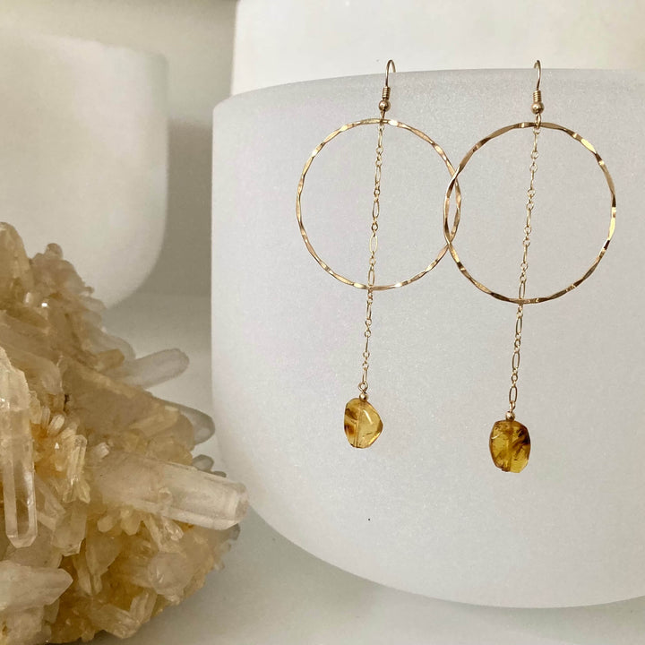 Golden Priestess - Hoop & Amber Earrings