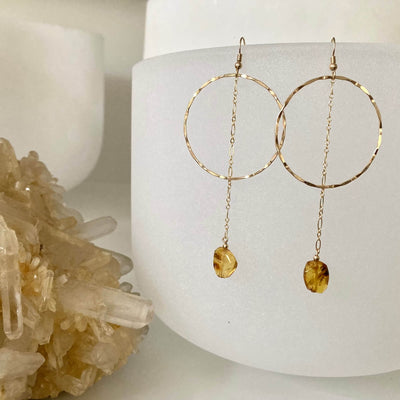 Golden Priestess - Hoop & Amber Earrings