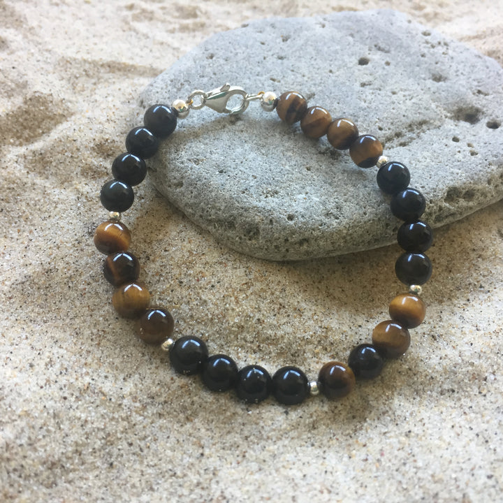 Tiger's Eye and Golden Obsidian Bracelet