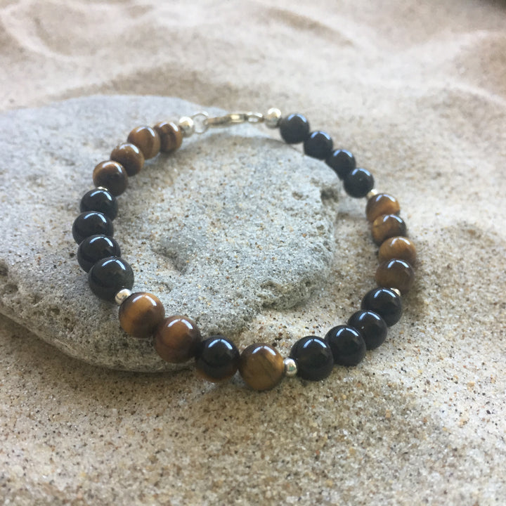 Tiger's Eye and Golden Obsidian Bracelet