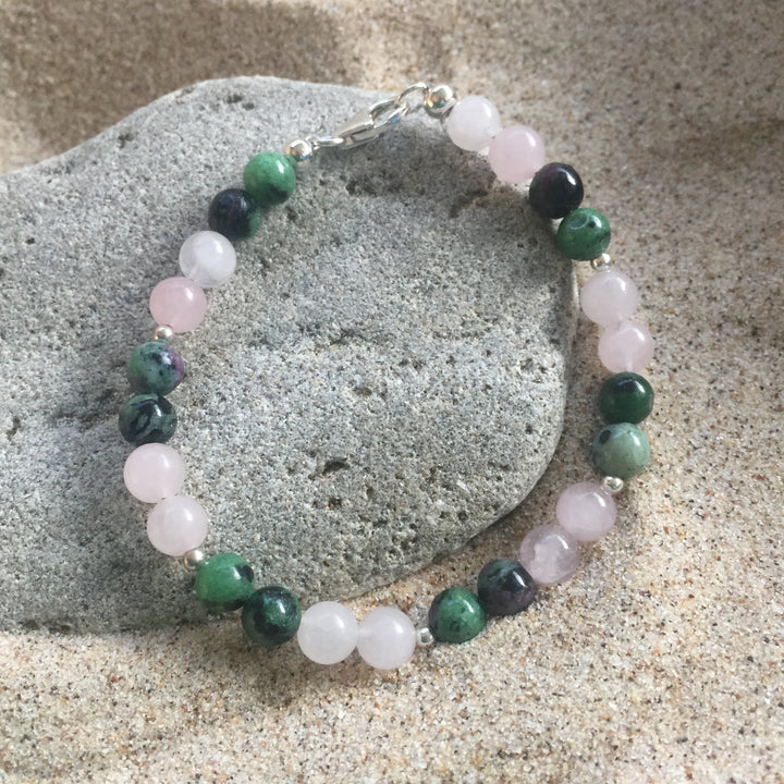 Rose Quartz & Ruby Zoisite Bracelet