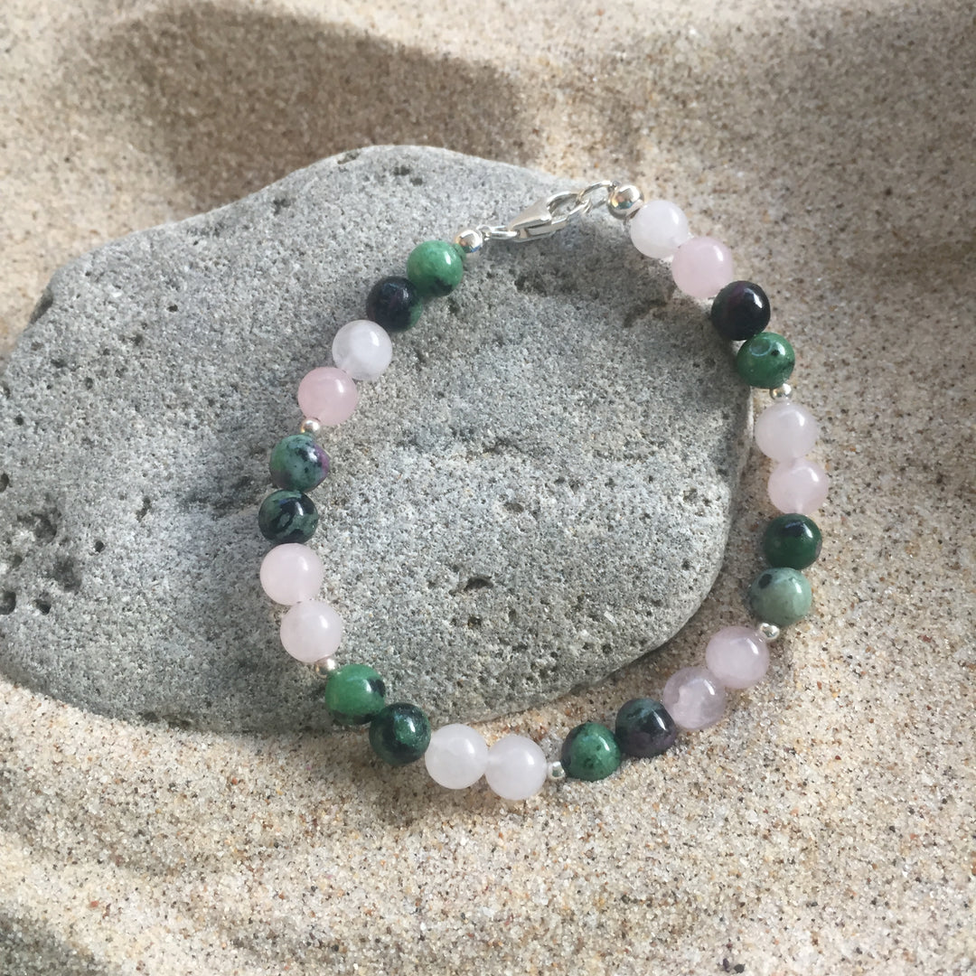 Rose Quartz & Ruby Zoisite Bracelet