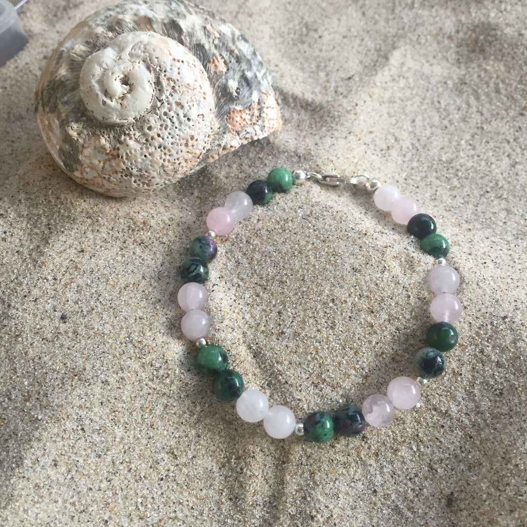 Rose Quartz & Ruby Zoisite Bracelet