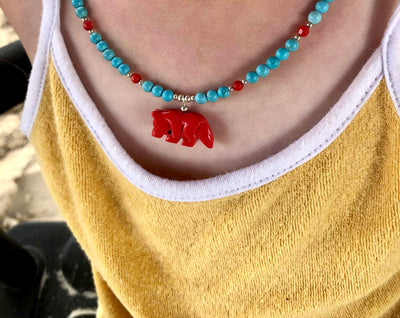 The Wolf Howlite and Blue Magnesite Kid's Necklace