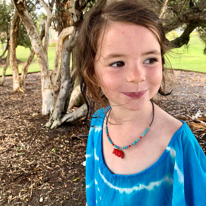 The Wolf Howlite and Blue Magnesite Kid's Necklace