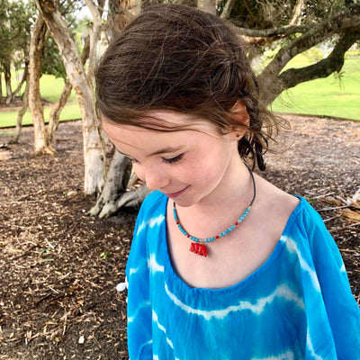 The Wolf Howlite and Blue Magnesite Kid's Necklace
