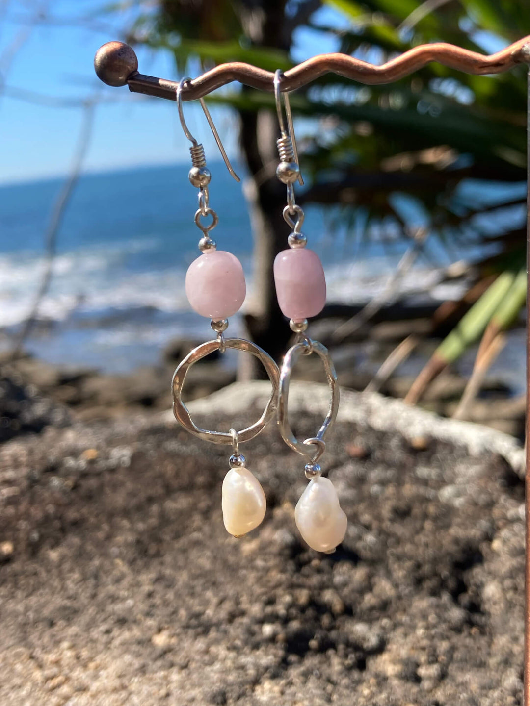 Kunzite & Pearl Pendant Earrings