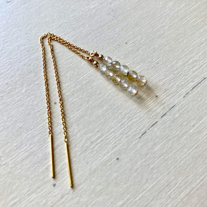 LOR  rutilated quartz crystal thread earrings