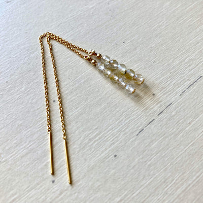 LOR  rutilated quartz crystal thread earrings