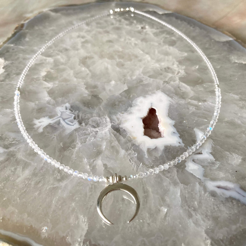 La Luna love Moonstone & Cresent moon pendant necklace for healing