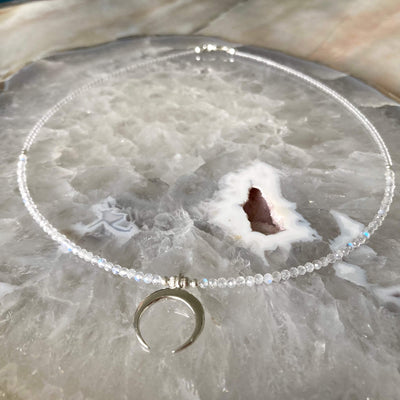 La Luna love Moonstone & Cresent moon pendant necklace