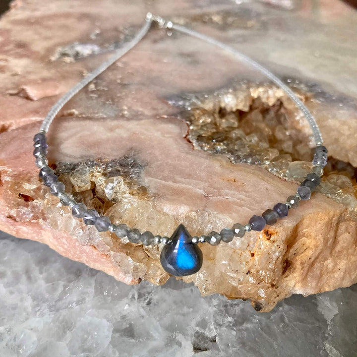 Labradorite & Iolite Crystal healing Necklace