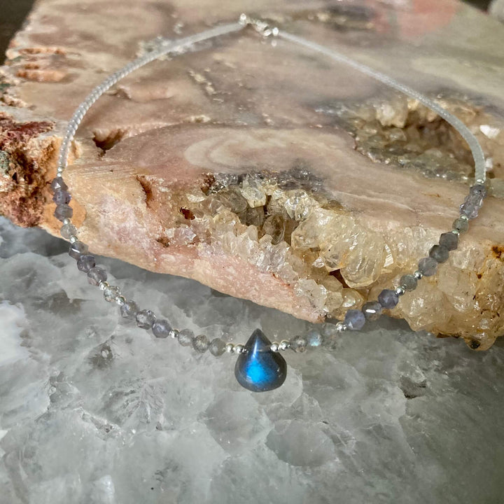 Labradorite & Iolite Crystal ladies healingNecklace