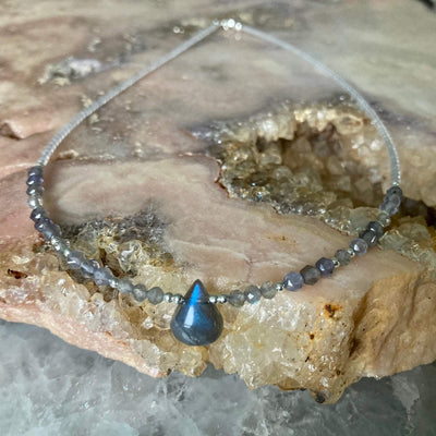 Labradorite & Iolite Crystal Necklace for healing