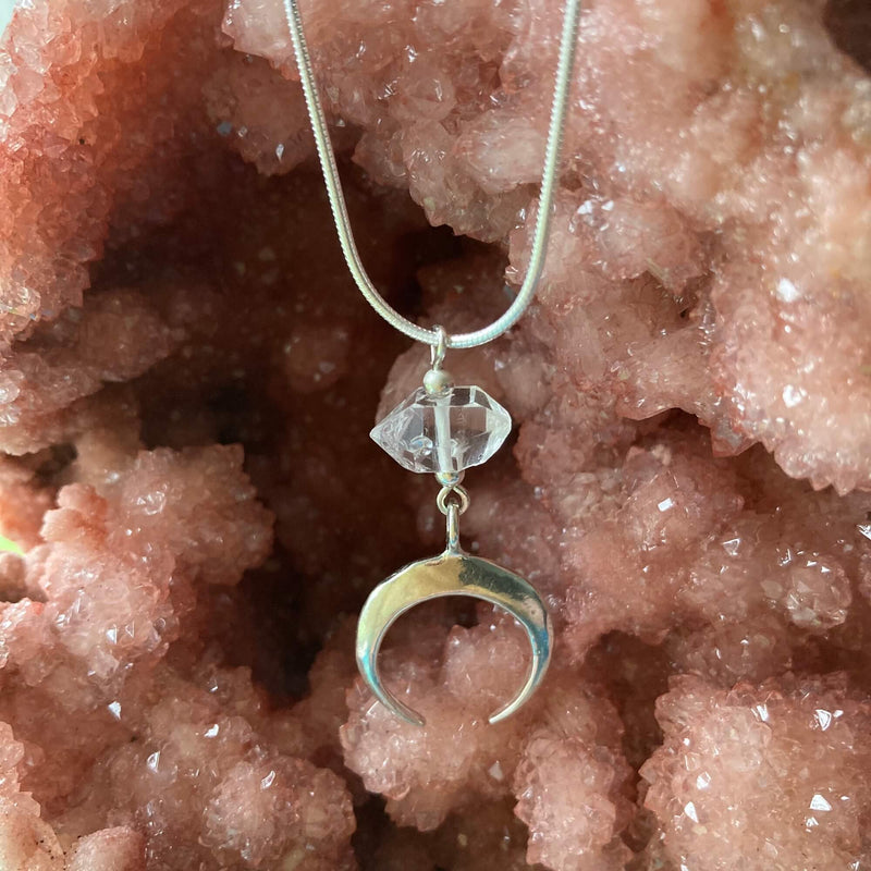 La luna love Herkimer diamond healing Pendant necklace
