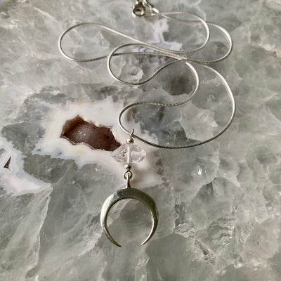 La luna love Herkimer diamond crystal Pendant necklace
