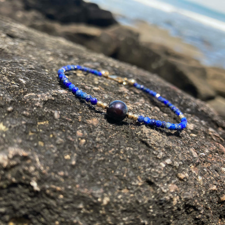 Lapis Lazuli & Black Pearl Crystal HealingBracelet