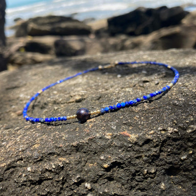 Lapis Lazuli & black Pearl healing empowerment Necklace