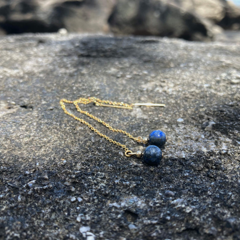 Lapis Lazuli Thread Earrings