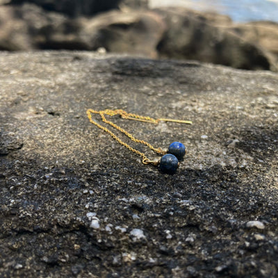 Lapis Lazuli Thread Earrings for ladies