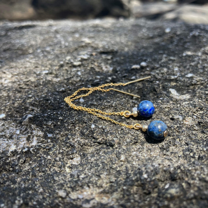 Lapis Lazuli Thread Crystal Earrings