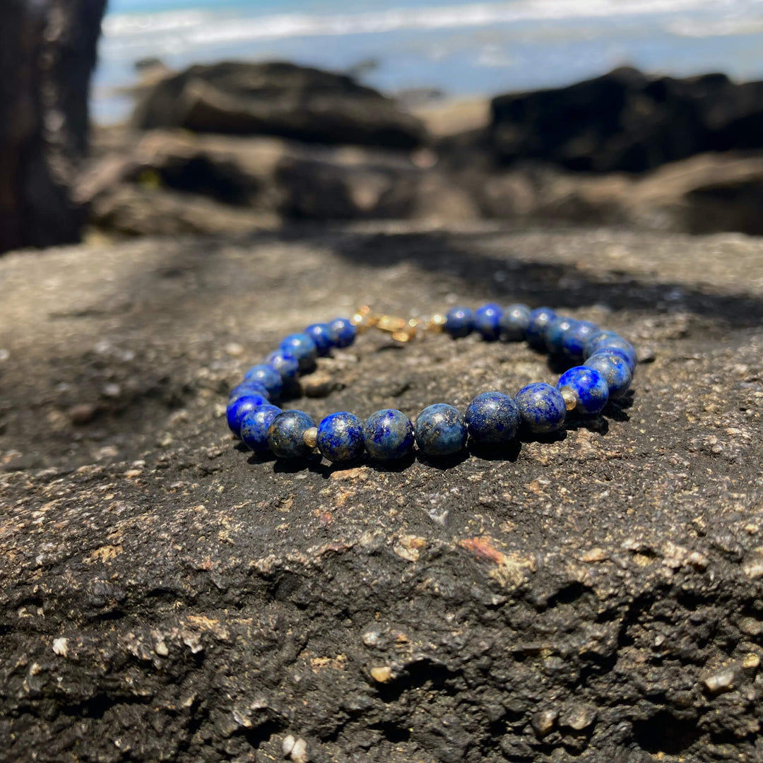 Lapis Lazuli & Gold Crystal Healing Bracelet