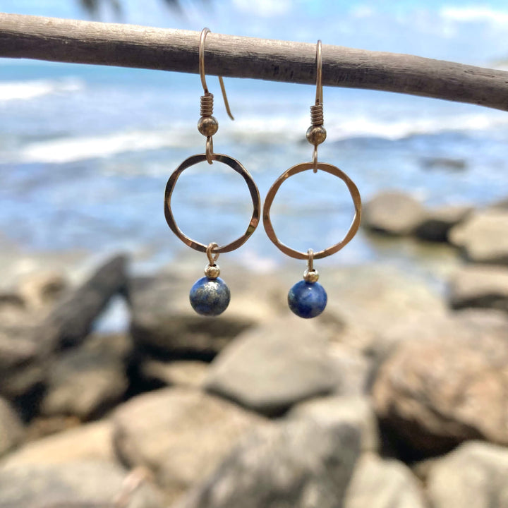 Lapis lazuli Gold Hoop Earrings