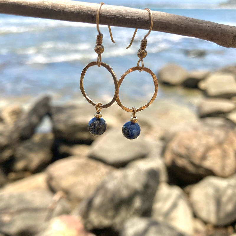 Lapis lazuli Gold Hoop Earrings for ladies