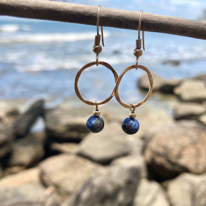 Lapis lazuli Gold Hoop Ladies Earrings