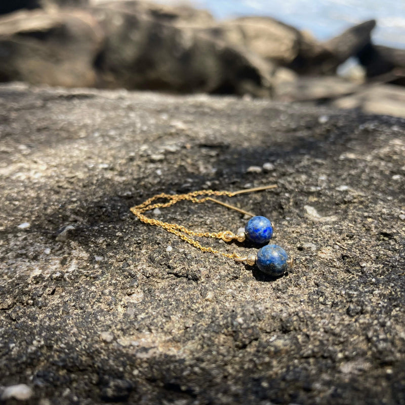 Lapis Lazuli LAdies Thread Earrings