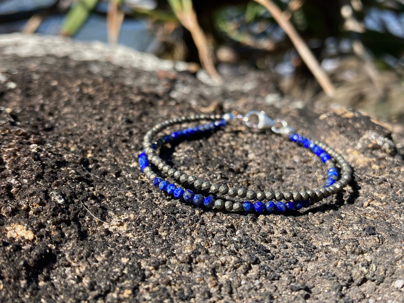 Lapis Lazuli & Pyrite Double Strand Bracelet for support